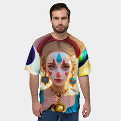Футболка оверсайз мужская Девушка арлекин с воздушными шарами, цвет: 3D-принт — фото 2