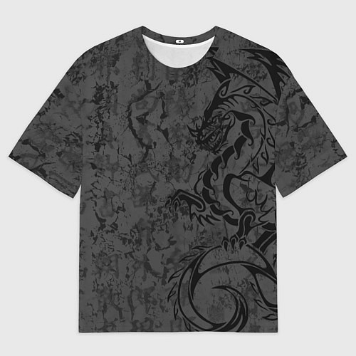 Мужская футболка оверсайз Black dragon - grunge / 3D-принт – фото 1