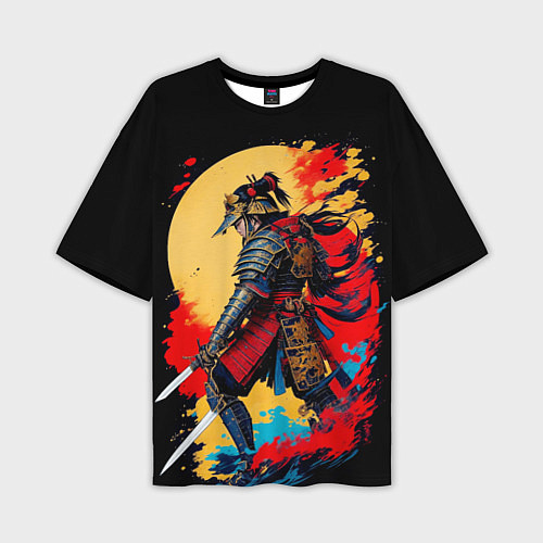 Мужская футболка оверсайз Японский самурай - закат / 3D-принт – фото 1