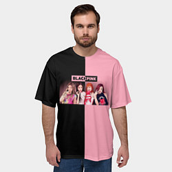 Футболка оверсайз мужская Черно-розовый градиент Black Pink, цвет: 3D-принт — фото 2