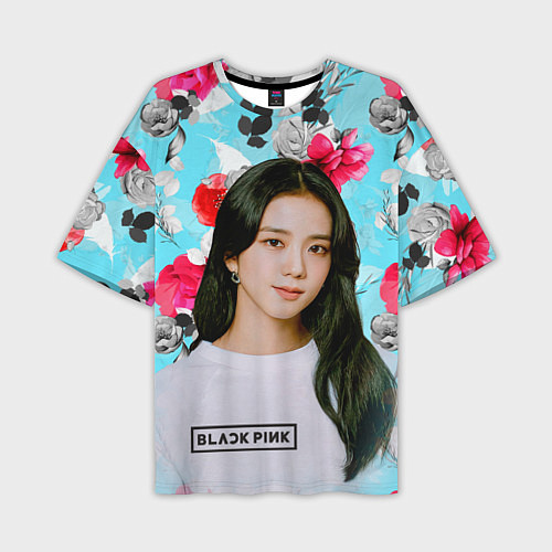 Мужская футболка оверсайз Jennie Kim Blackpink flowers / 3D-принт – фото 1