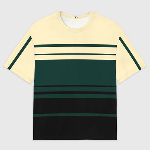 Мужская футболка оверсайз Полосы зелёный / 3D-принт – фото 1