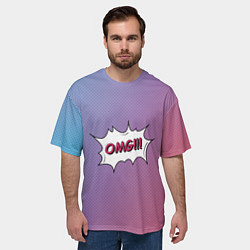 Футболка оверсайз мужская OMG на градиенте сиреневом, цвет: 3D-принт — фото 2