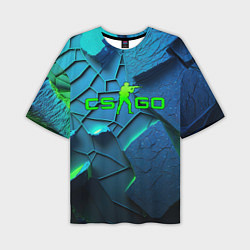 Мужская футболка оверсайз CS GO blue green style