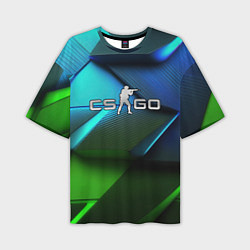 Мужская футболка оверсайз CS GO green blue abstract