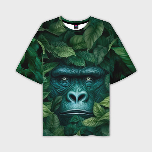 Мужская футболка оверсайз Горилла в кустах джунгли / 3D-принт – фото 1