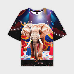 Футболка оверсайз мужская Слон с цирке, цвет: 3D-принт
