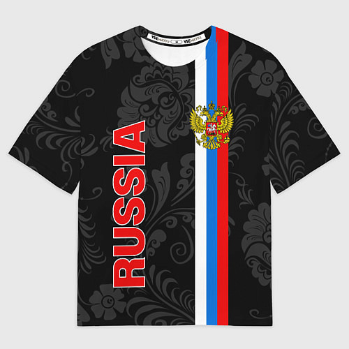 Мужская футболка оверсайз Russia black style / 3D-принт – фото 1