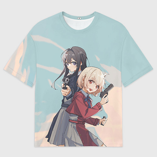 Мужская футболка оверсайз Takina Inoue and Chisato Nishikigi - Lycoris Recoi / 3D-принт – фото 1