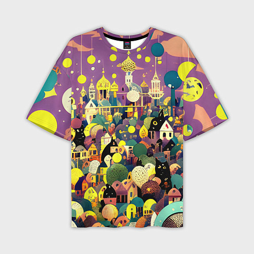 Мужская футболка оверсайз Праздничный город / 3D-принт – фото 1