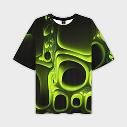 Мужская футболка оверсайз Зеленая кислотная абстракция