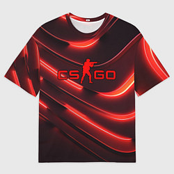 Футболка оверсайз мужская CS GO red neon, цвет: 3D-принт