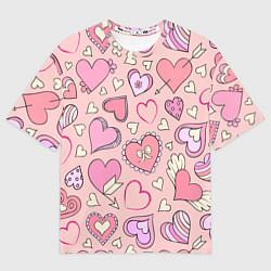 Мужская футболка оверсайз Many many hearts