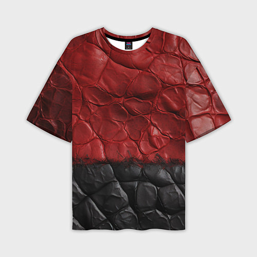 Мужская футболка оверсайз Черная красная текстура / 3D-принт – фото 1