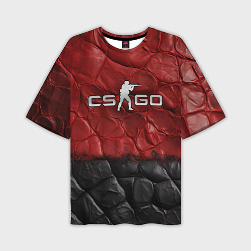 Мужская футболка оверсайз CS GO red black texture / 3D-принт – фото 1