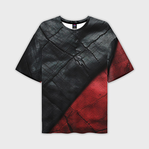 Мужская футболка оверсайз Черно - красная кожа / 3D-принт – фото 1