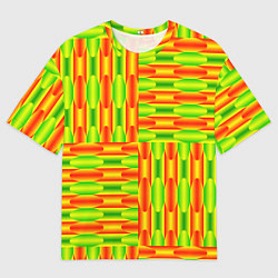 Мужская футболка оверсайз Паттерн зеленый с оранжевым