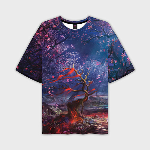 Мужская футболка оверсайз Магический лес при луне / 3D-принт – фото 1
