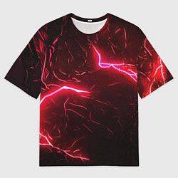 Мужская футболка оверсайз Красные молнии