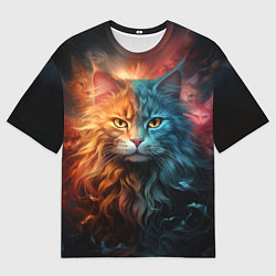 Футболка оверсайз мужская Сердитый котик, цвет: 3D-принт