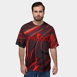 Футболка оверсайз мужская CSGO red abstract, цвет: 3D-принт — фото 2
