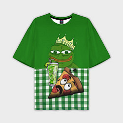 Мужская футболка оверсайз Pepe King with pizza