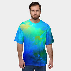 Футболка оверсайз мужская Градиент сине-зелёных оттенков - нейросеть, цвет: 3D-принт — фото 2