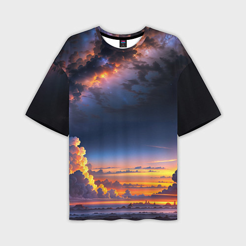 Мужская футболка оверсайз Млечный путь и облака на закате / 3D-принт – фото 1