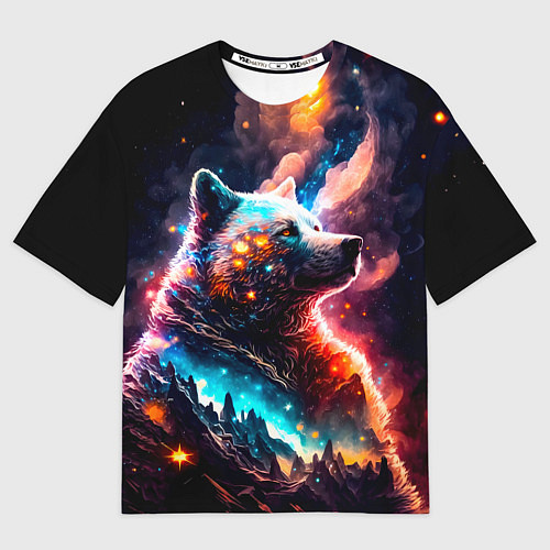 Мужская футболка оверсайз Космический звездный медведь / 3D-принт – фото 1