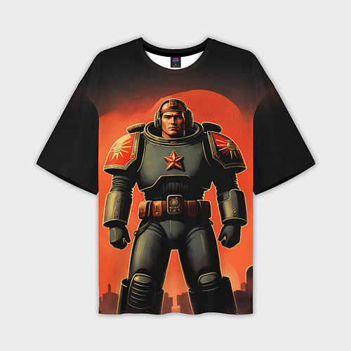 Мужская футболка оверсайз Космический десантник ретро / 3D-принт – фото 1
