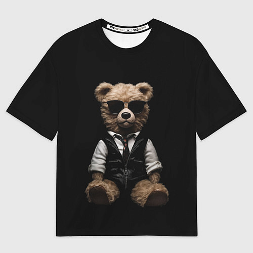 Мужская футболка оверсайз Плюшевый мишка в очках / 3D-принт – фото 1