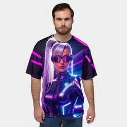 Футболка оверсайз мужская Девушка в ночном неоновом клубе, цвет: 3D-принт — фото 2