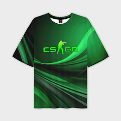 Мужская футболка оверсайз CS GO green abstract