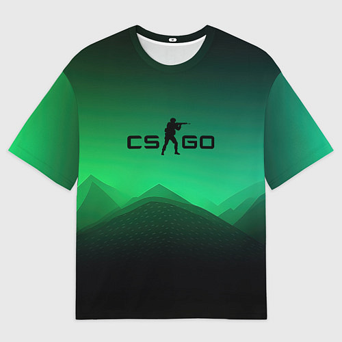 Мужская футболка оверсайз CS GO green black background / 3D-принт – фото 1