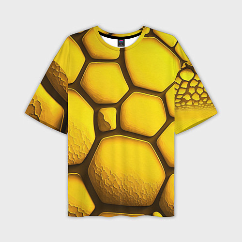 Мужская футболка оверсайз Желтые объемные плиты / 3D-принт – фото 1