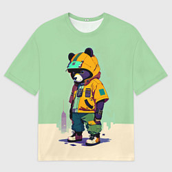 Футболка оверсайз мужская Прикольный мишутка - городской стиль, цвет: 3D-принт