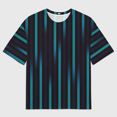 Мужская футболка оверсайз Полосы градиент бирюзовый / 3D-принт – фото 1