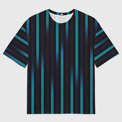 Футболка оверсайз мужская Полосы градиент бирюзовый, цвет: 3D-принт
