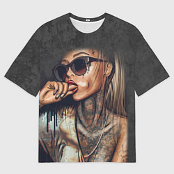 Футболка оверсайз мужская Девушка с татуировками, цвет: 3D-принт