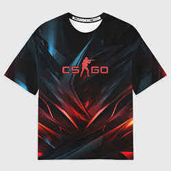 Мужская футболка оверсайз CS GO dark red black