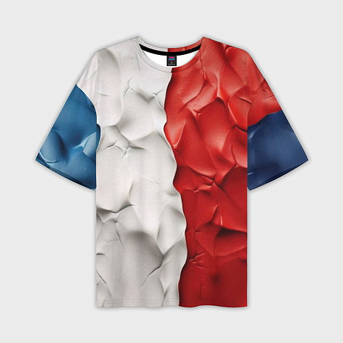 Мужская футболка оверсайз Текстура пластилина белая синяя красная / 3D-принт – фото 1