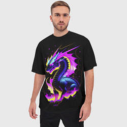 Футболка оверсайз мужская Неоновый космический дракон, цвет: 3D-принт — фото 2