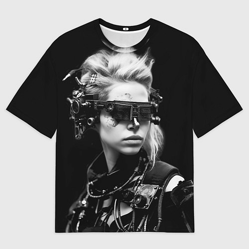Мужская футболка оверсайз Девушка кибергот / 3D-принт – фото 1