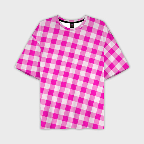 Мужская футболка оверсайз Розовая клетка Барби / 3D-принт – фото 1