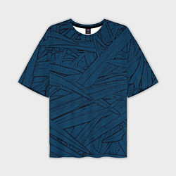 Мужская футболка оверсайз Стилизация трава тёмно-синий