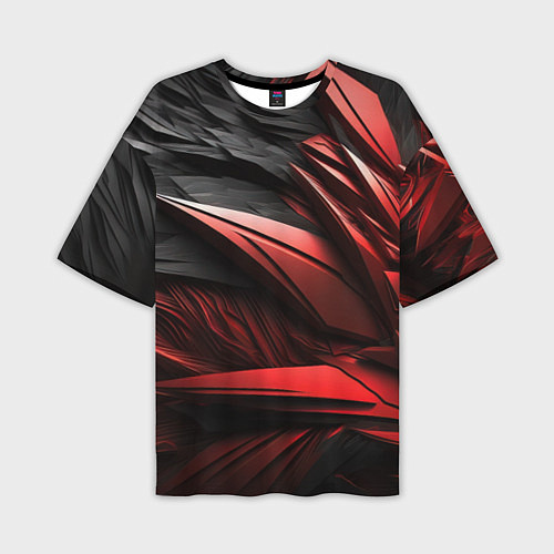 Мужская футболка оверсайз Объемные красные элементы / 3D-принт – фото 1