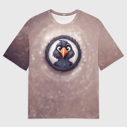 Мужская футболка оверсайз Забавный черный ворон / 3D-принт – фото 1