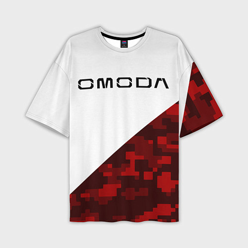 Мужская футболка оверсайз Omoda red white / 3D-принт – фото 1