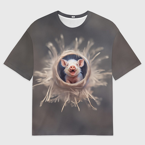 Мужская футболка оверсайз Мордочка забавного поросёнка / 3D-принт – фото 1