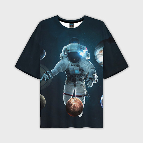 Мужская футболка оверсайз Космонавт планеты / 3D-принт – фото 1